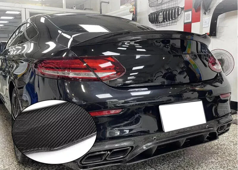 V Style Carbon Rear Trunk Spoiler- Mercedes Benz C-Class w205 C205 C300 C63 Coupe.