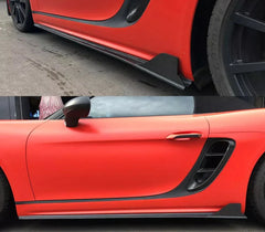 V2 Carbon Side Skirts Extension Lip - Porsche 718 Boxster Cayman 2016-2019.