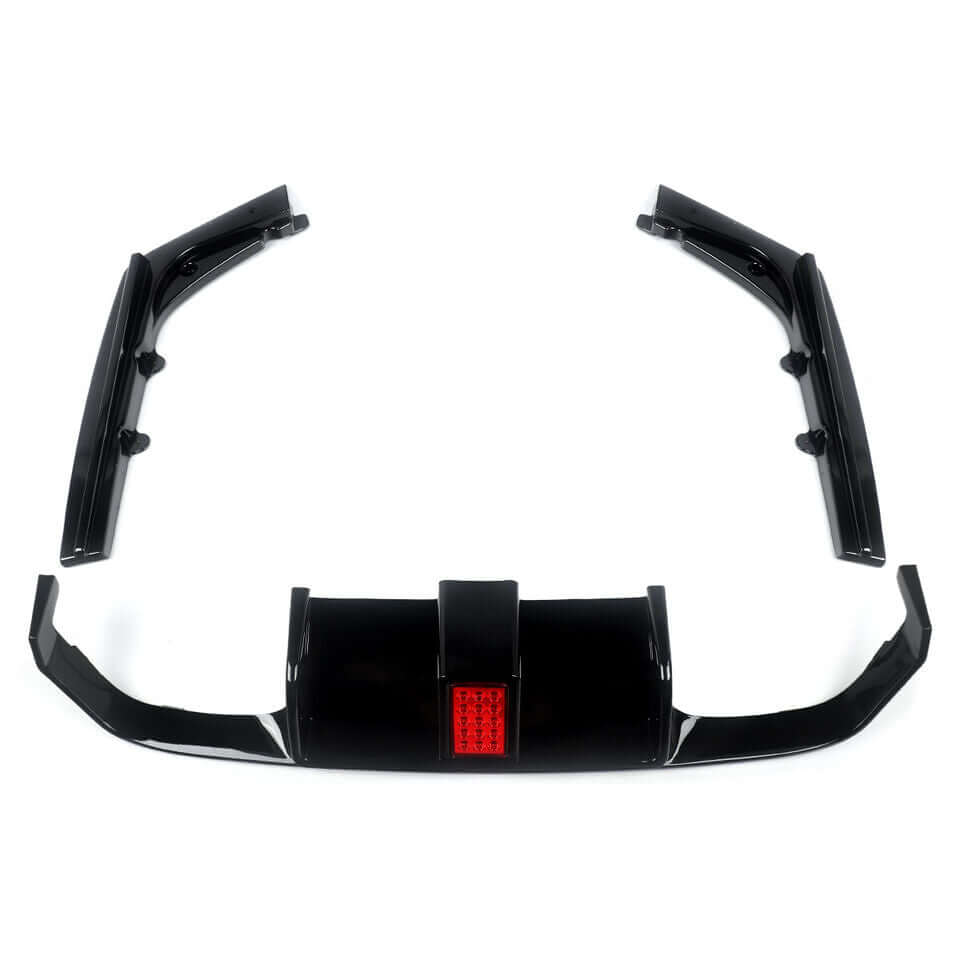 ABS Gloss Black V Style Rear Bumper Diffuser W/LED Brakelight  - BMW M3/M4 F80/F82/F83 2015-2020.