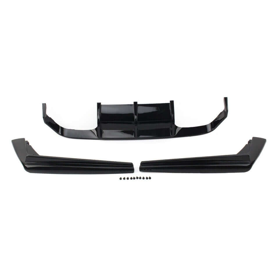 ABS Gloss Black V Style Rear Bumper Diffuser W/LED Brakelight  - BMW M3/M4 F80/F82/F83 2015-2020.