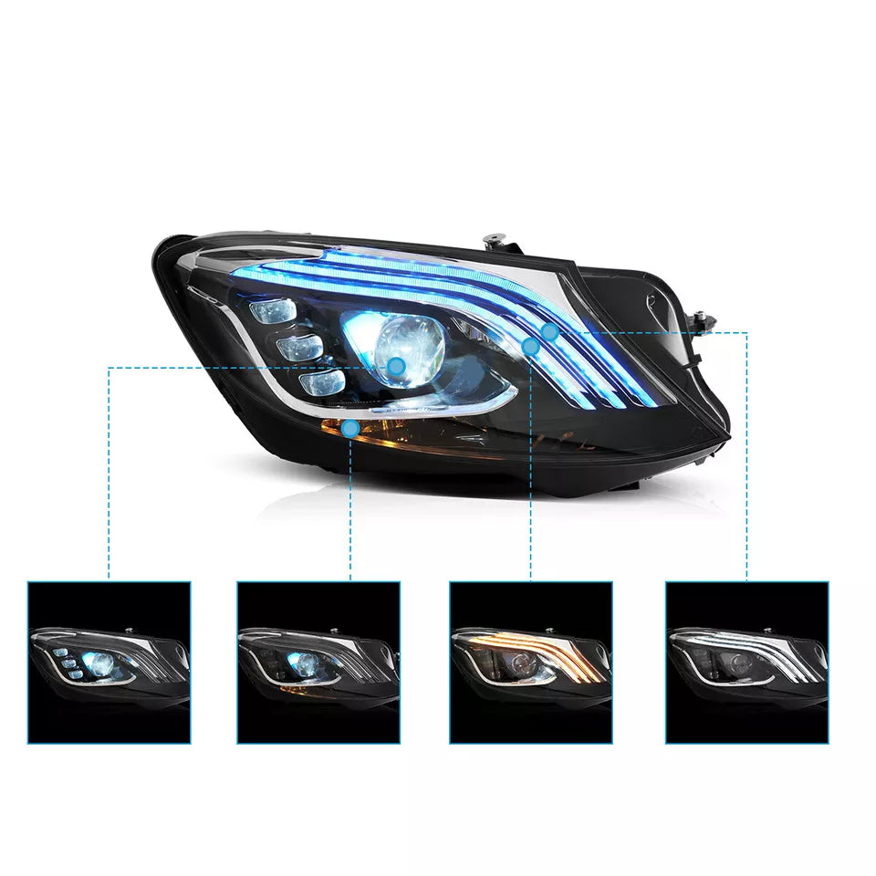 2018+ OEM Style Full LED Head Lights -  2014-17 Mercedes Benz S Class.