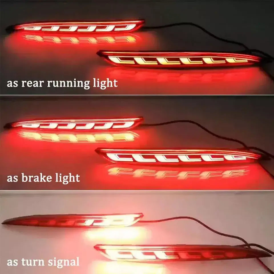 Red Rear Reflector LED Turn Signal Brake Lights - Tesla Model 3/Y.