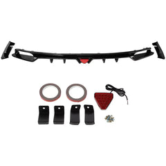 GLOSS BLACK REAR DIFFUSER W/ LED LIGHT - HONDA CIVIC 2022-2024.