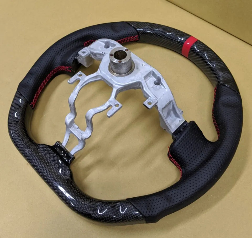 Carbon Fiber Steering Wheel w/ Red Stripe - Nissan 370z Z34.