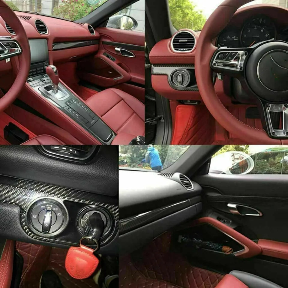 Carbon Fiber Interior Cover Trim Kit - Porsche 911 718 981 Boxster Cayman.