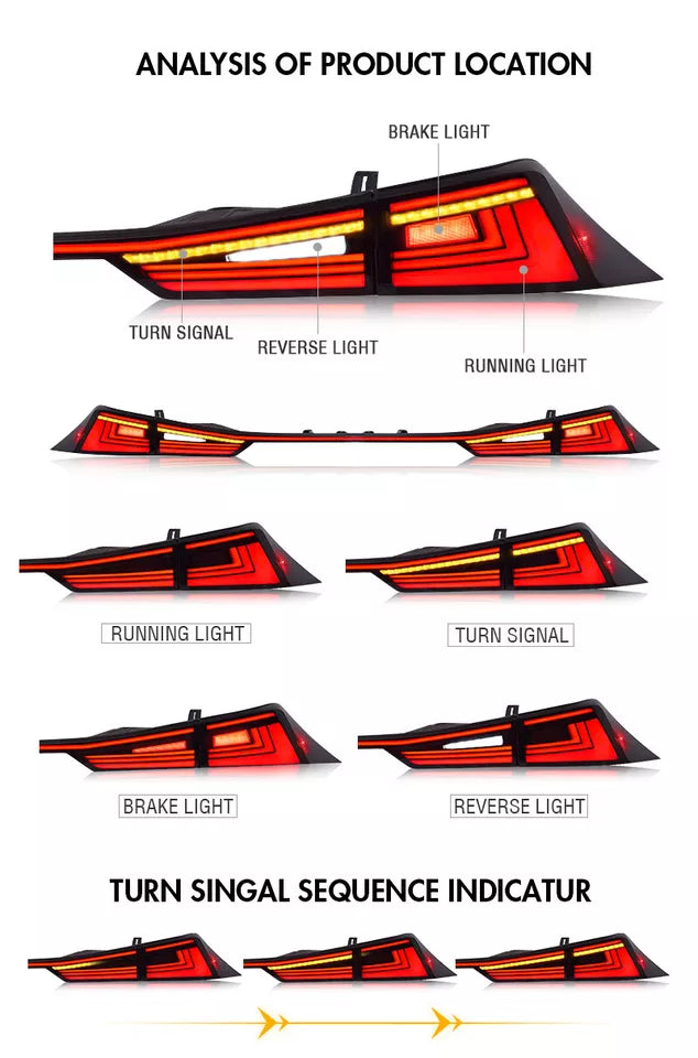 LED Smoked Tail Light Sequential Signal Lamp - Lexus IS250/300/350.