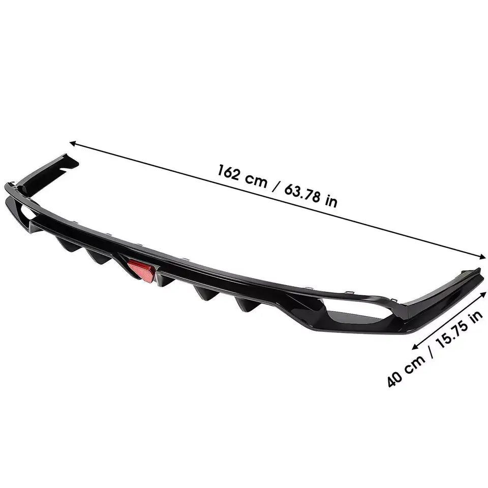 GLOSS BLACK REAR DIFFUSER W/ LED LIGHT - HONDA CIVIC 2022-2024.