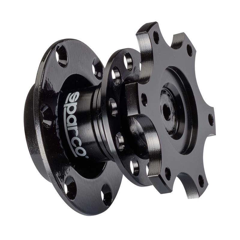 Sparco Black Aluminum Zero Play Quick Disconnect Steering Wheel Hub (015R98TU).