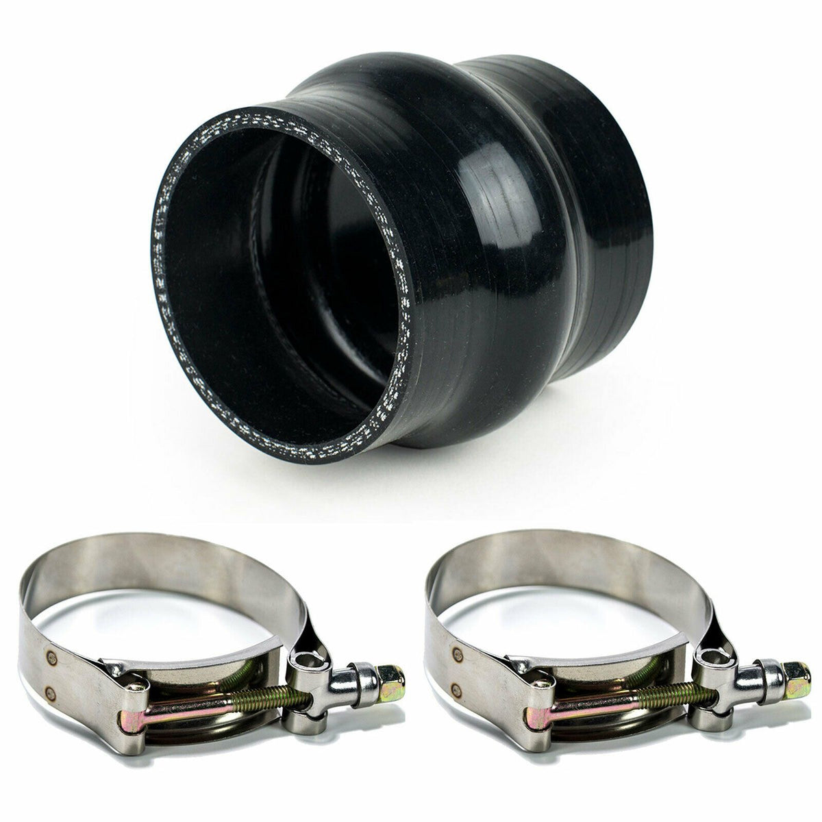 System1 Designs Black Silicone Hump Coupler Turbo Intake Pipe w/ 2x T-Bolt Clamps.