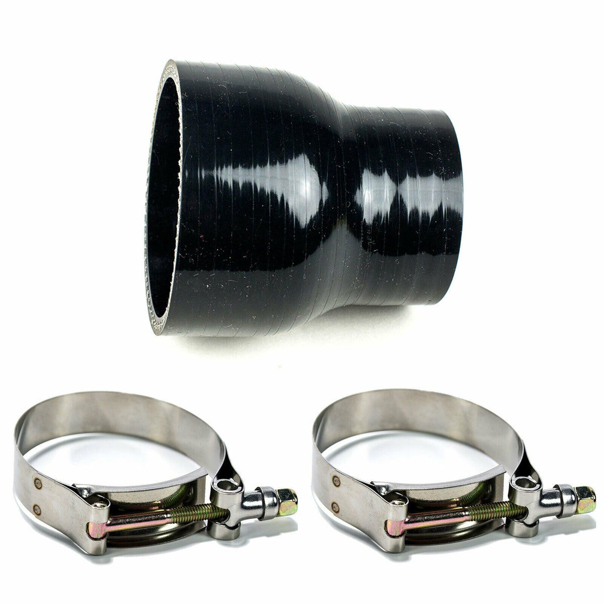 System1 Designs Black Silicone Reducer Coupler Turbo Pipe w/ 2x T-Bolt Clamps | Various Sizes.