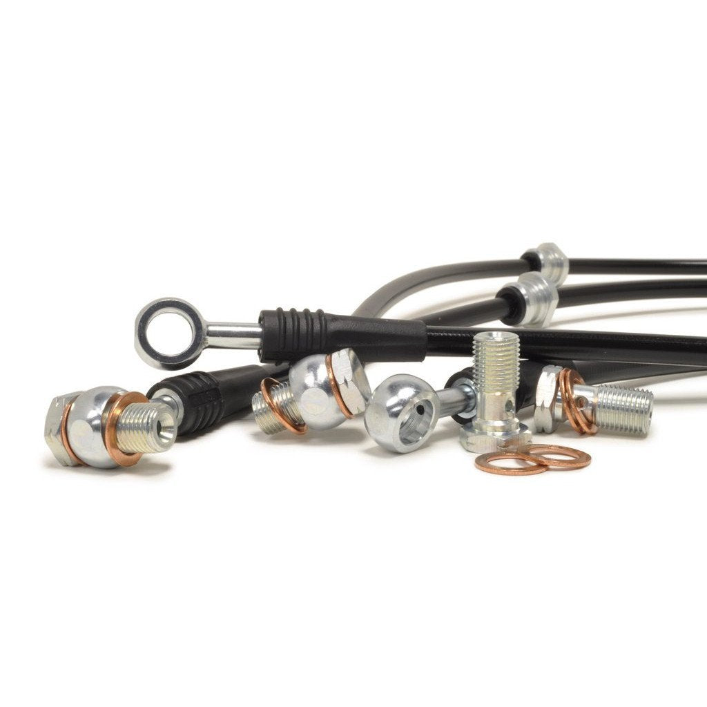 STM Stainless Steel Braided Brake Line Kit | 2001-2006 Mitsubishi Evo (STM-BL-MIT-1020BLK).