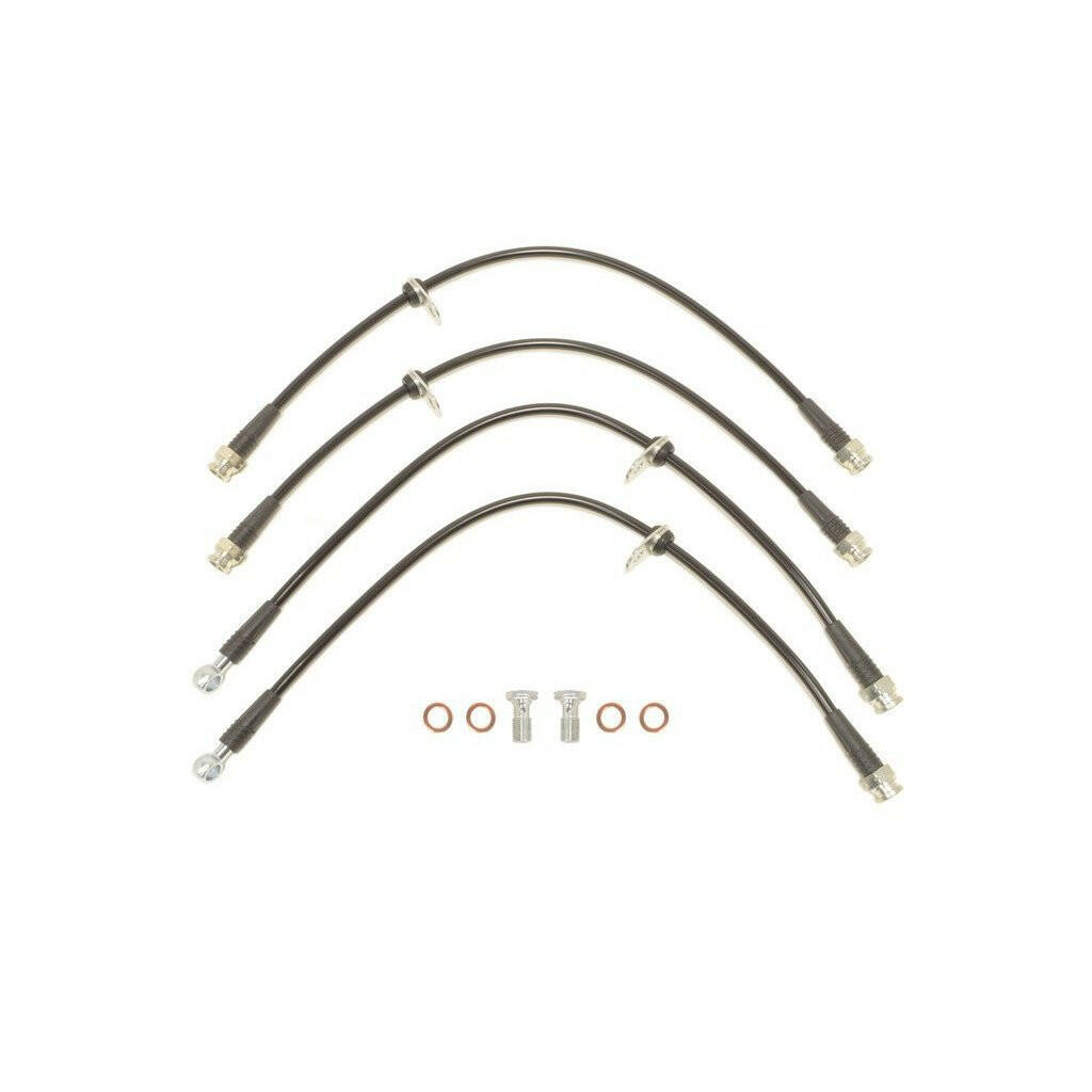 STM Braided Stainless Steel Brake Lines | 2008-2015 Mitsubishi Evo X (STM-BL-MIT-1025BLK).