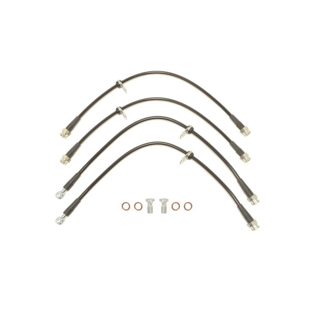 STM Braided Stainless Steel Brake Lines | 2008-2015 Mitsubishi Evo X (STM-BL-MIT-1025BLK).