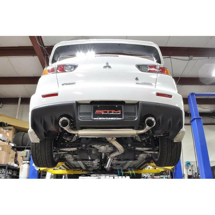 STM Stainless Cat-Back Exhaust - Dual Exit | 2008-2015 Mitsubishi Evo X (STM-EVOX-EXDE-SS).