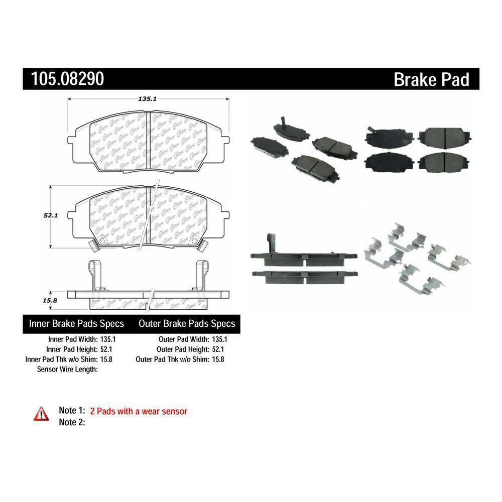 Centric PosiQuiet Front Brake Pads | Multiple Honda/Acura Fitments (105.08290).