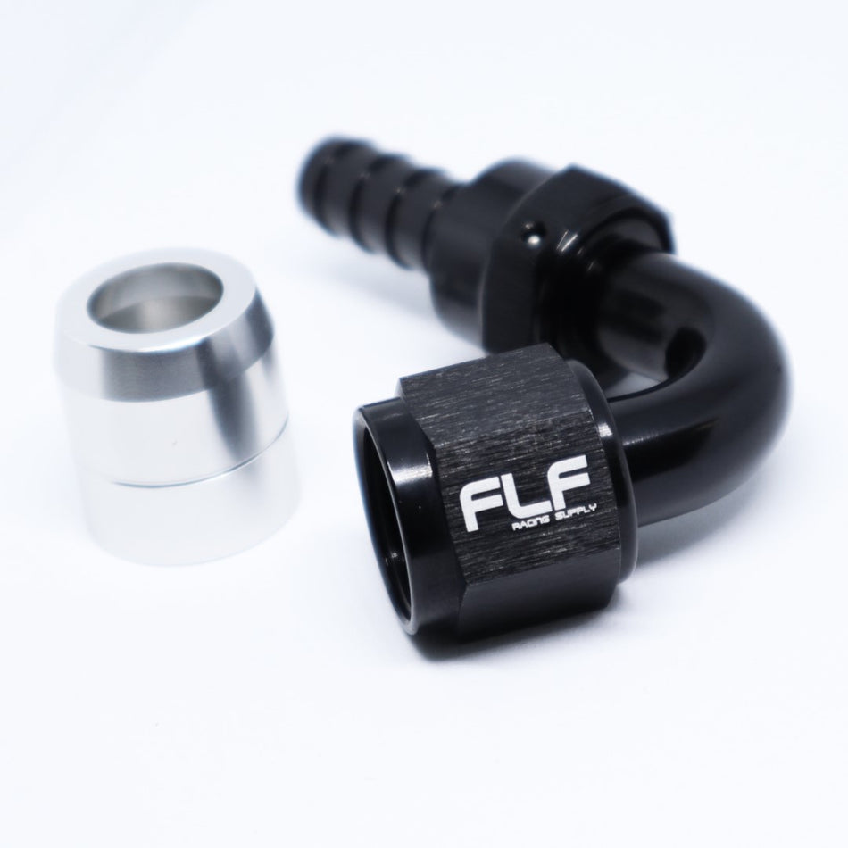 FLF Crimp-On Swivel Hose End - 120 Degree AN