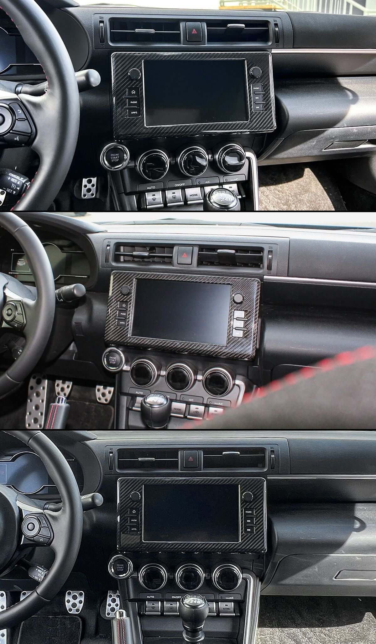 Dry Carbon Fiber Center Mutimedia/ Radio Screen Cover w/ Gloss Finish.