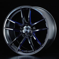 WedsSport RN-55M 5x114.3 18” Black Blue Machined Wheels.