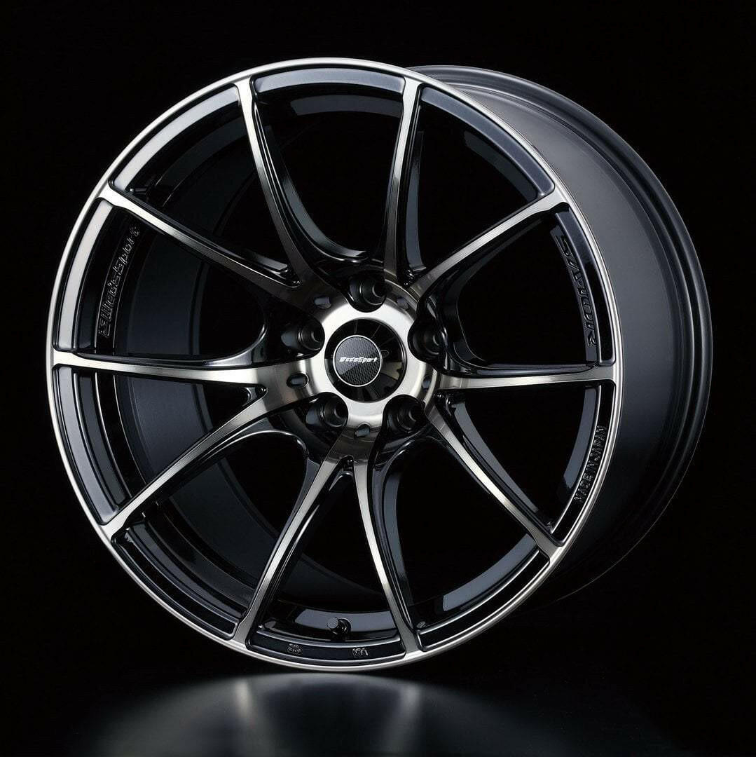 WedsSport SA-10R 5x114.3 17x7.5” +45mm Offset Zebra Black Clear Wheels.